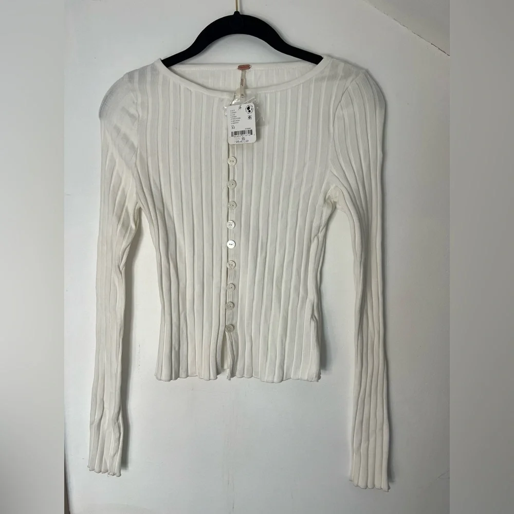 Free People Tilly Long Sleeve Cardigan in Ivory XS NWT